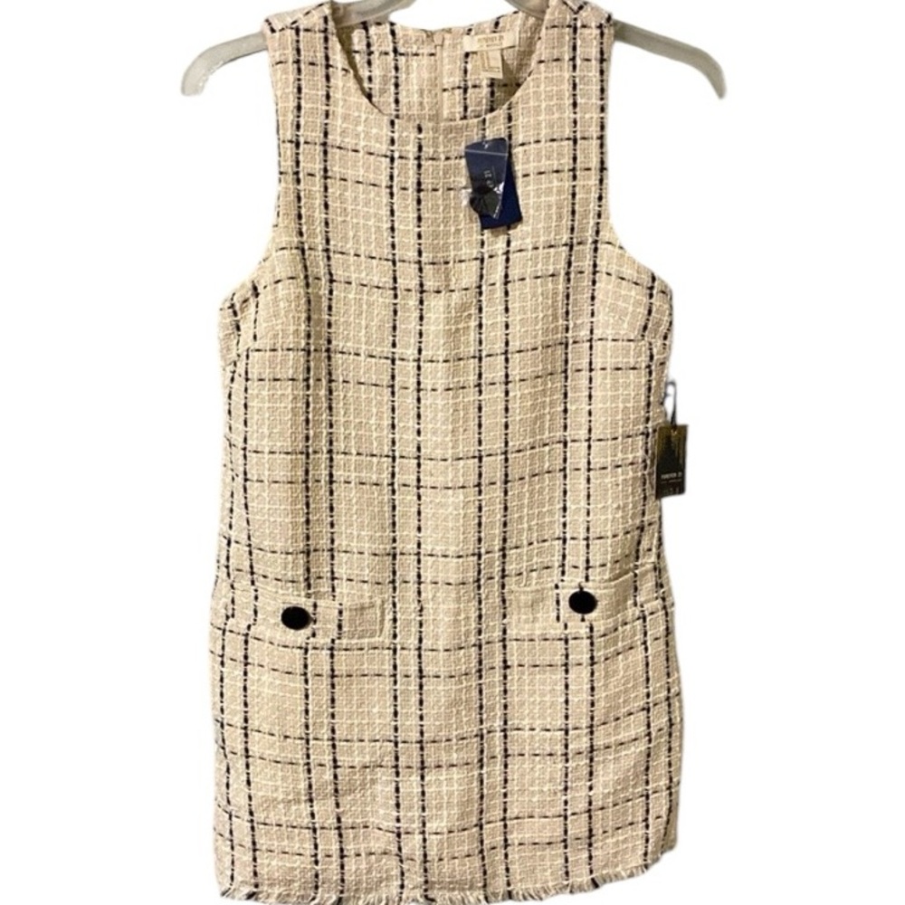 Forever 21 Cream and Black Tweed Shift Dress